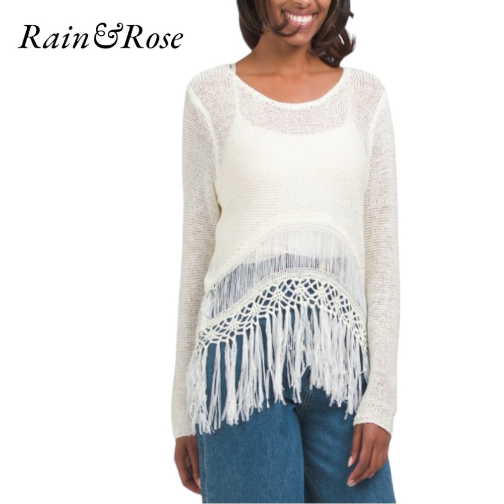 NWT Rain & Rose Sweater w tassles
